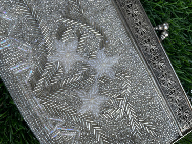 1950’s Silver & White Beaded Cocktail Purse
